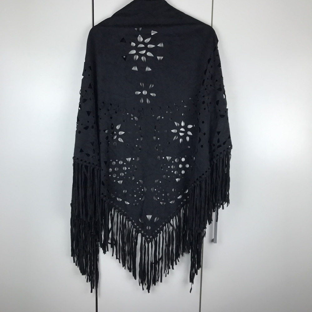 Black Pattern cut out Poncho